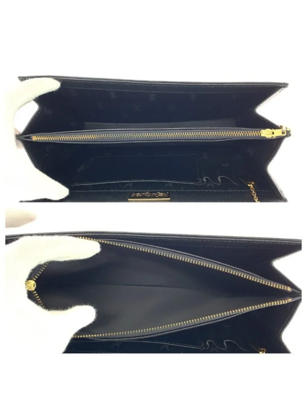Saint Laurent Black Gold Leather Clutch